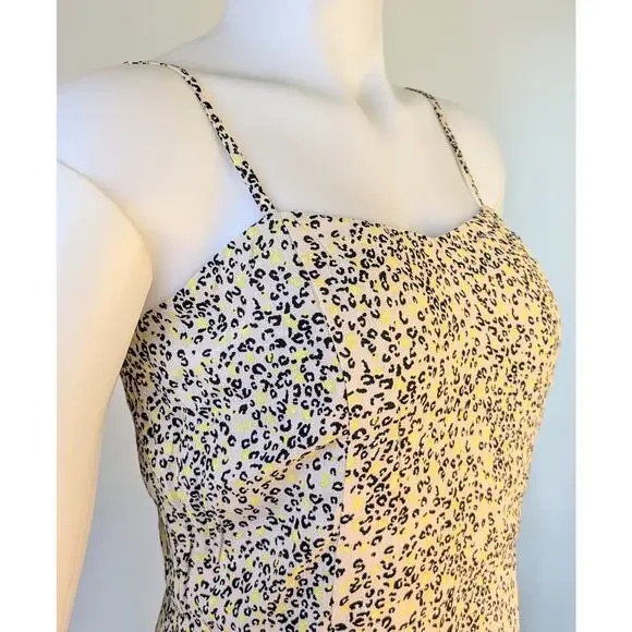 Calvin Klein Skater Minidress Sundress Medium Beige Black Leopard Print NEW - Picture 6 of 12